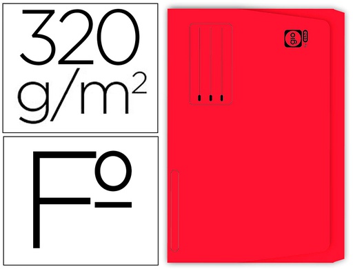 [400040684] SUBCARPETA CARTULINA GIO FOLIO POCKET ROJO CON BOLSA Y SOLAPA 320G/M2