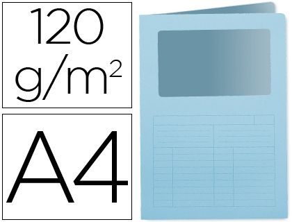 [KF15246] SUBCARPETA CARTULINA Q-CONNECT DIN A4 AZUL CON VENTANA TRANSPARENTE 120 G/M2