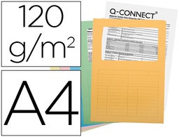[KF15249] SUBCARPETA CARTULINA Q-CONNECT DIN A4 COLORES SURTIDOS CON VENTANA TRANSPARENTE 120G/M2 PAQUETE DE 25 UNIDADES