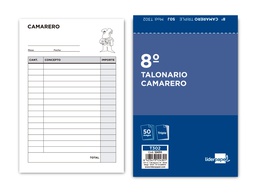 [T302] TALONARIO LIDERPAPEL CAMARERO 8º ORIGINAL Y 2 COPIAS T302