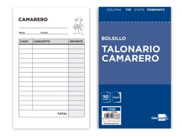 [T250] TALONARIO LIDERPAPEL CAMARERO BOLSILLO ORIGINAL Y COPIA T250