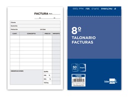 [T200] TALONARIO LIDERPAPEL FACTURAS 8º ORIGINAL Y COPIA T200 CON I.V.A