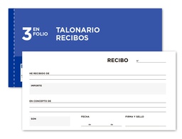 [T336] TALONARIO LIDERPAPEL RECIBOS 3/Fº APAISADO ORIGINAL Y 2 COPIAS SIN MATRIZ