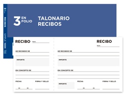 [T105] TALONARIO LIDERPAPEL RECIBOS TRES EN FOLIO APAISADO