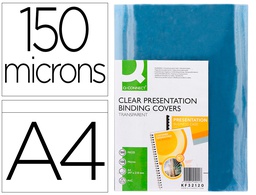 [KF32120] TAPA DE ENCUADERNACION Q-CONNECT PVC DIN A4 INCOLORA 150 MC PAQUETE DE 100 UNIDADES