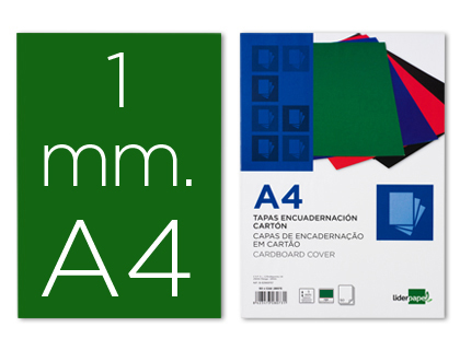 [TE04] TAPA ENCUADERNACION LIDERPAPEL CARTON A4 1MM VERDE PAQUETE DE 50 UNIDADES
