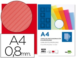 [TA08] TAPA ENCUADERNACION LIDERPAPEL POLIPROPILENO ONDULADO A4 0.8 MM ROJO PAQUETE DE 50 UNIDADES