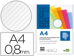 [TA12] TAPA ENCUADERNACION LIDERPAPEL POLIPROPILENO ONDULADO A4 0.8 MM TRANSPARENTE PAQUETE DE 50 UNIDADES