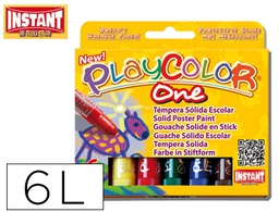 [10711] TEMPERA SOLIDA EN BARRA PLAYCOLOR ESCOLAR CAJA DE 6 COLORES SURTIDOS