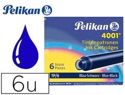 [301184] TINTA ESTILOGRAFICA PELIKAN TP6 AZUL/NEGRO CAJA DE 6 CARTUCHOS