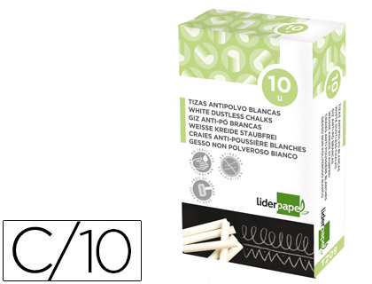 [TZ09] TIZA BLANCA ANTIPOLVO LIDERPAPEL CAJA DE 10 UNIDADES