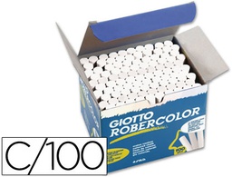 [F538800] TIZA BLANCA ANTIPOLVO ROBERCOLOR -CAJA DE 100 UNIDADES