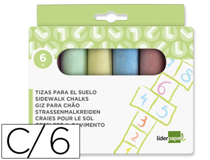 [TZ06] TIZA COLOR LIDERPAPEL PARA SUELO CAJA DE 6 UNIDADES COLORES SURTIDOS
