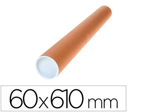 [KF17772] TUBO DE CARTON Q-CONNECT PORTADOCUMENTOS CARTONCILLO ENCOLADO RECICLADO 1,8 MM CON 2 TAPAS DE PLASTICO 60X640 MM