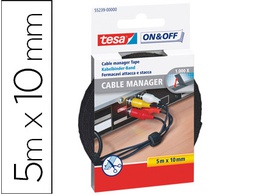 [55239-00000-01] VELCRO AUTOADHESIVO TESA NEGRO 5 M X 10 MM PARA AGRUPAR CABLES