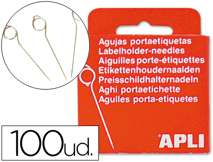 [431] AGUJAS PORTAETIQUETAS APLI CAJA DE 100 UNIDADES