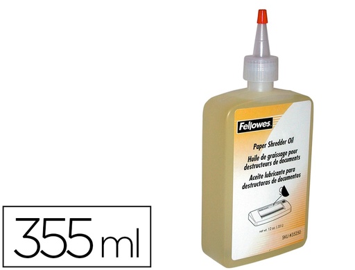 [3608601] ACEITE LUBRICANTE FELLOWES PARA DESTRUCTORA DE DOCUMENTOS BOTE DE 355 ML