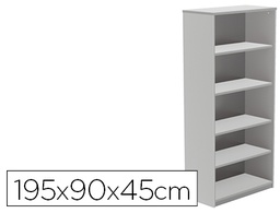 [1101AB02] ARMARIO ROCADA CON CUATRO ESTANTES SERIE STORE 195X90X45 CM ACABADO GRIS AB02