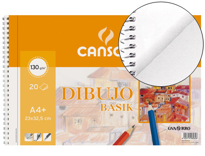 [C200409580] BLOC DIBUJO BASIK DIN A4+ ESPIRAL 23 X 32.5 CM 20 HOJAS MICROPERFORADO 2 TALADROS