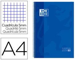 [100430197] BLOC ESPIRAL OXFORD TAPA EXTRADURA MICROPERFORADO DIN A4 80 HOJAS CUADROS 5MM COLOR AZUL