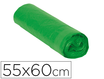 [15760] BOLSA BASURA DOMESTICA VERDE CON AUTOCIERRE 55 X 60 CM ROLLO DE 15 UNIDADES