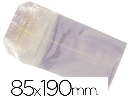 [BS85190SINSOLAPA] BOLSA CELOFAN 85X190 MM PAQUETE 100 UNIDADES