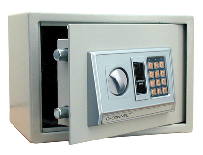 [KF04390] CAJA DE SEGURIDAD Q-CONNECT ELECTRONICA CLAVE DIGITAL CAPACIDAD 10L CON ACCESORIOS FIJACION 310X200X200 MM
