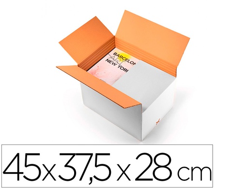 [KF14095] CAJA PARA EMBALAR Q-CONNECT ULTRA RESISTENTE REGULABLE EN ALTURA CARTON CANAL DOBLE 7 MMCOLOR BLANCO 450X280X375 MM