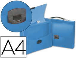 [SS33] CARPETA LIDERPAPEL PORTADOCUMENTOS BROCHE POLIPROPILENO DIN A4 AZUL TRANSPARENTE CON ASA