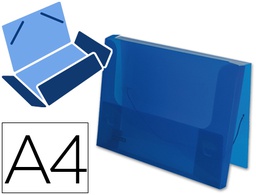 [SS22] CARPETA LIDERPAPEL PORTADOCUMENTOS GOMAS 36932 POLIPROPILENO DIN A4 AZUL TRANSPARENTE -LOMO 25 MM