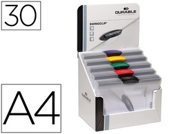 [2260-00] CARPETA SWINGCLIP DOSSIER PINZA LATERAL Y GIRATORIA DIN A4 CAPACIDAD 30 HOJAS COLORES SURTIDOS