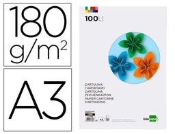 [CD08] CARTULINA LIDERPAPEL A3 180G/M2 10 COLORES SURTIDOS PAQUETE 100 HOJAS