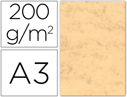 [35085] CARTULINA MARMOLEADA DIN A3 200 GR OCRE PAQUETE DE 100 HOJAS