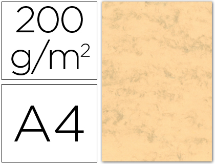[35082] CARTULINA MARMOLEADA DIN A4 200 GR OCRE PAQUETE DE 100 HOJAS