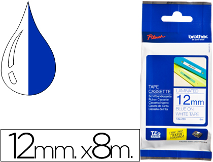 [TZE233] CINTA BROTHER TZE233 BLANCO-AZUL 12MM LONGITUD 8 MT