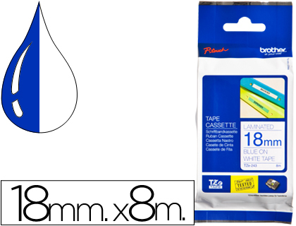[TZE243] CINTA BROTHER TZE243 LAMINADA AZUL-BLANCO 18 MM 8MTS