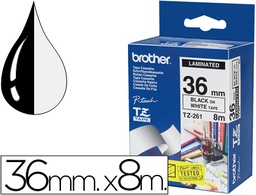 [TZE261] CINTA BROTHER TZE261 BLANCO-NEGRO 36MM LONGITUD 8 MT
