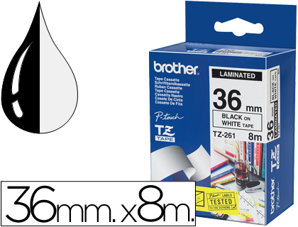 [TZE261] CINTA BROTHER TZE261 BLANCO-NEGRO 36MM LONGITUD 8 MT