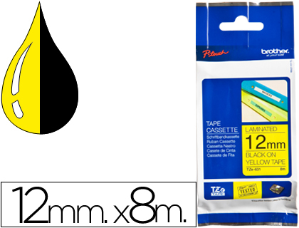 [TZE631] CINTA BROTHER TZE631 AMARILLO-NEGRO 12MM LONGITUD 8 MT