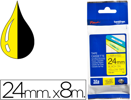 [TZE651] CINTA BROTHER TZE651 AMARILLO/NEGRO 24MM LONGITUD DE 8MTS
