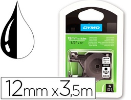 [S0718040] CINTA DYMO NEGRO BLANCO 12MM X3,5 MT D1 NYLON