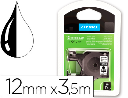 [S0718040] CINTA DYMO NEGRO BLANCO 12MM X3,5 MT D1 NYLON