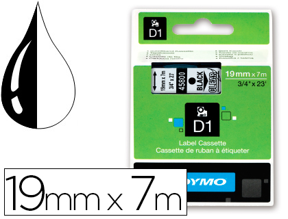 [S0720820] CINTA DYMO NEGRO TRANSPARENTE 19MM X 7 MT D1