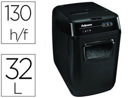[4680101] DESTRUCTORA DE DOCUMENTOS FELLOWES AUTOMAX 150C CAPACIDAD DE CORTE 150 HOJAS CLIPS GRAPAS TARJETAS Y CD 32L