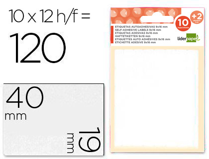 [ET09] ETIQUETAS LIDERPAPEL SOBRE DE 10 H. + 2 H. OBSEQUIO 19X40 MM -10 UNIDADES POR HOJA