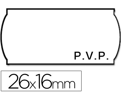 [9156530] ETIQUETAS METO ONDULADAS 26X16 MM PVP BLANCA ADH 2 ROLLO 1200 ETIQUETAS TROQUELADAS