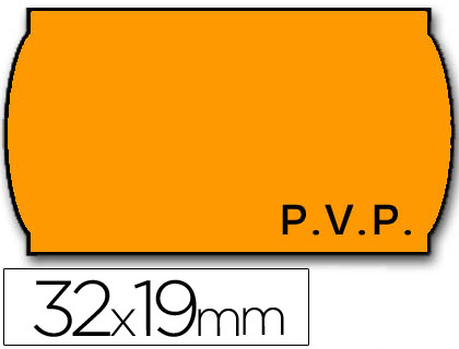 [9158198] ETIQUETAS METO ONDULADAS 32X19 MM PVP ADH.2 FLUOR NARANJA ROLLO 1000 ETIQUETAS