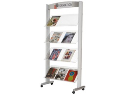 [12A4TT.35] EXPOSITOR PAPERFLOW DE SUELO METALICO BALDAS TRANSPARENTES 4 ESTANTES