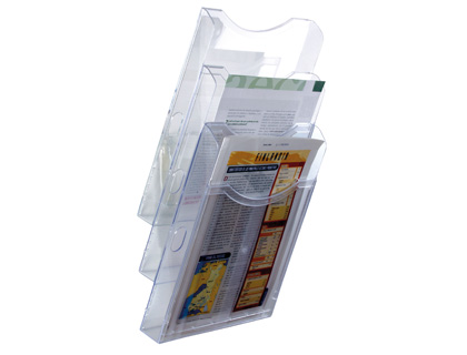 [6123 CS TP] EXPOSITOR MURAL ARCHIVO 2000 DE PARED 3 BANDEJAS DIN A4 TRANSPARENTE 155X239X445 MM SEPARADORES MOVILES AJUSTABLES