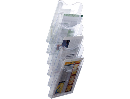 [6126 CS TP] EXPOSITOR MURAL ARCHIVO 2000 DE PARED 6 BANDEJAS DIN A4 TRANSPARENTE 155X239X665 MM SEPARADORES MOVILES AJUSTABLES